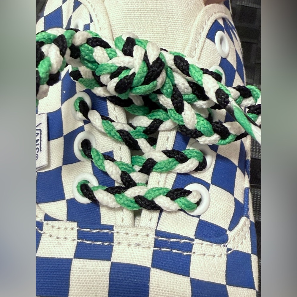 NEW Vans Authentic Checkerboard - Blue/White Gum Sole w/ Braided Rope Laces 11.5 - Picture 5 of 10